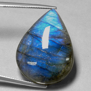 39.94 ct Multicolor Labradorite Stone, Natural Labradorite in Pear Cabochon Shape for Sale