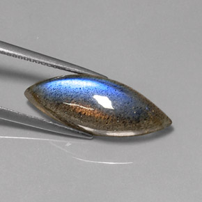 7.01 ct Multicolor Labradorite Gemstone, Labradorite Gem in Marquise Cabochon Shape for Sale.