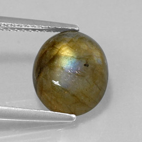 3.60 ct Multicolor Labradorite Stone, Natural Labradorite in Oval Cabochon Shape for Sale