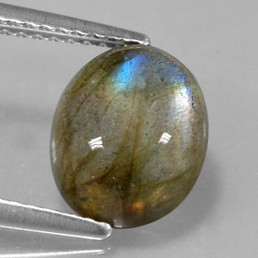 2.98 ct Multicolor Labradorite Stone, Natural Labradorite in Oval Cabochon Shape for Sale