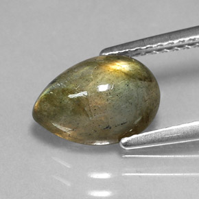 2.09 ct Multicolor Labradorite Gemstone, Labradorite Gem in Pear Cabochon Shape for Sale.