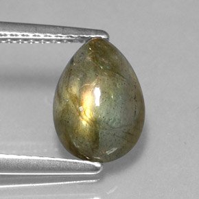 2.09 ct Multicolor Labradorite Stone, Natural Labradorite in Pear Cabochon Shape for Sale