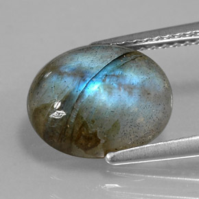 3.28 ct Multicolor Labradorite Gemstone, Labradorite Gem in Oval Cabochon Shape for Sale.