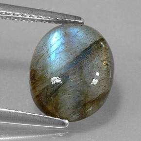 3.28 ct Multicolor Labradorite Stone, Natural Labradorite in Oval Cabochon Shape for Sale