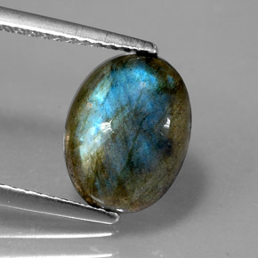 2.89 ct Multicolor Labradorite Stone, Natural Labradorite in Oval Cabochon Shape for Sale