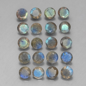7.84 ct Multicolor Labradorite Stone, Natural Labradorite in Round Facet Shape for Sale
