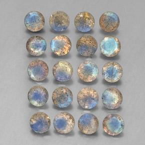 7.44 ct Multicolor Labradorite Stone, Natural Labradorite in Round Facet Shape for Sale