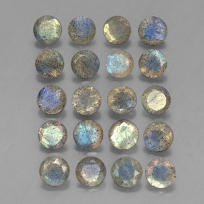 7.65 ct Multicolor Labradorite Stone, Natural Labradorite in Round Facet Shape for Sale