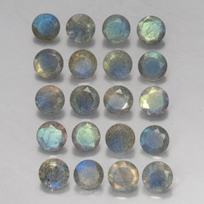 8.19 ct Multicolor Labradorite Stone, Natural Labradorite in Round Facet Shape for Sale