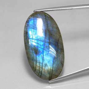 32.75 ct Multicolor Labradorite Gemstone, Labradorite Gem in Oval Cabochon Shape for Sale.