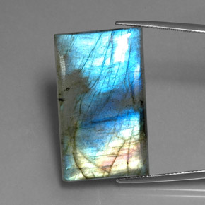 35.25 ct Multicolor Labradorite Gemstone, Labradorite Gem in Baguette Cabochon Shape for Sale.