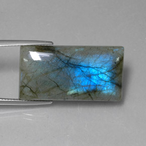 29.27 ct Multicolor Labradorite Stone, Natural Labradorite in Baguette Cabochon Shape for Sale