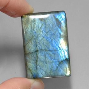 74.95 ct Multicolor Labradorite Gemstone, Labradorite Gem in Baguette Cabochon Shape for Sale.