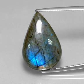 18.23 ct Multicolor Labradorite Gemstone, Labradorite Gem in Pear Cabochon Shape for Sale.
