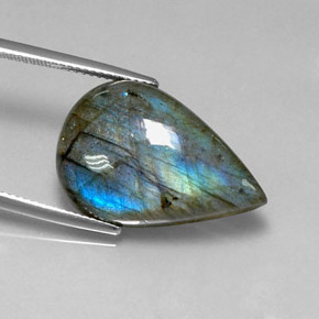 18.23 ct Multicolor Labradorite Stone, Natural Labradorite in Pear Cabochon Shape for Sale