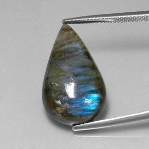 21.56 ct Multicolor Labradorite Gemstone, Labradorite Gem in Pear Cabochon Shape for Sale.