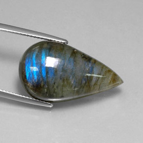 21.56 ct Multicolor Labradorite Stone, Natural Labradorite in Pear Cabochon Shape for Sale