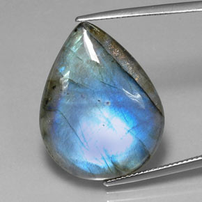 27.17 ct Multicolor Labradorite Gemstone, Labradorite Gem in Pear Cabochon Shape for Sale.