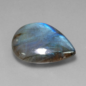 27.17 ct Multicolor Labradorite Stone, Natural Labradorite in Pear Cabochon Shape for Sale