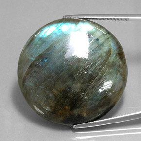 80.70 ct Multicolor Labradorite Gemstone, Labradorite Gem in Round Cabochon Shape for Sale.