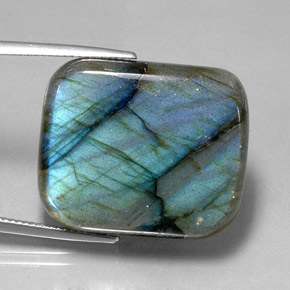 45.02 ct Multicolor Labradorite Stone, Natural Labradorite in Cushion Cabochon Shape for Sale