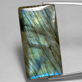 29.87 ct Multicolor Labradorite Gemstone, Labradorite Gem in Baguette Cabochon Shape for Sale.