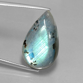 28.52 ct Multicolor Labradorite Stone, Natural Labradorite in Pear Cabochon Shape for Sale