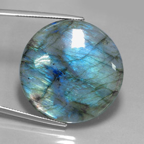 56.71 ct Multicolor Labradorite Gemstone, Labradorite Gem in Round Cabochon Shape for Sale.