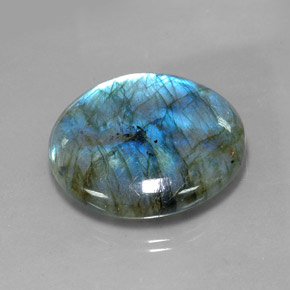 56.71 ct Multicolor Labradorite Stone, Natural Labradorite in Round Cabochon Shape for Sale