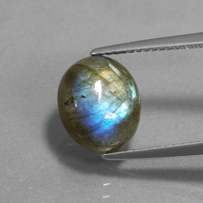 3.93 ct Multicolor Labradorite Gemstone, Labradorite Gem in Oval Cabochon Shape for Sale.