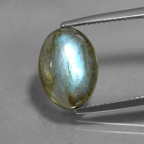 5.51 ct Multicolor Labradorite Gemstone, Labradorite Gem in Oval Cabochon Shape for Sale.