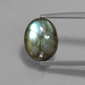 3.75 ct Multicolor Labradorite Gemstone, Labradorite Gem in Oval Cabochon Shape for Sale.