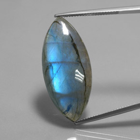 21.02 ct Multicolor Labradorite Gemstone, Labradorite Gem in Marquise Cabochon Shape for Sale.