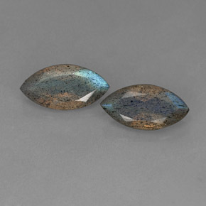5.74 ct Blue Labradorite Gemstone, Labradorite Gem in Marquise Facet Shape for Sale.