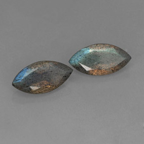 5.74 ct Blue Labradorite Stone, Natural Labradorite in Marquise Facet Shape for Sale