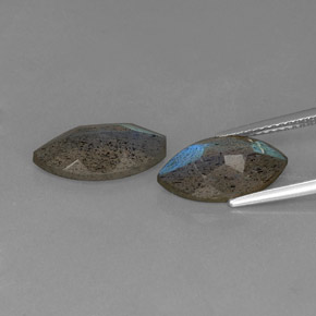 Labradorite Gemstone in 14 x 7 mm (calibrated) Size for Sale, Labradorite Stone in Gray Blue Sheen Color