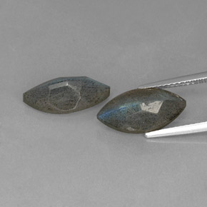 Labradorite Gemstone in 14 x 7 mm (calibrated) Size for Sale, Labradorite Stone in Gray Blue Sheen Color