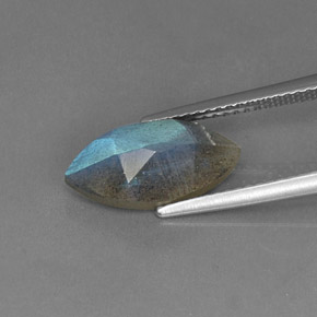 Labradorite Gemstone in 14 x 7 mm (calibrated) Size for Sale, Labradorite Stone in Gray Blue Sheen Color