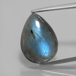 8.76 ct Multicolor Labradorite Gemstone, Labradorite Gem in Pear Cabochon Shape for Sale.