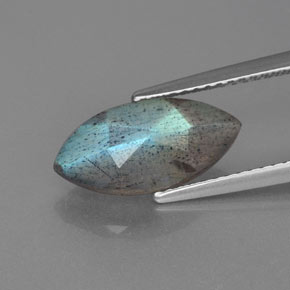 Labradorite Gemstone in 14 x 7 mm (calibrated) Size for Sale, Labradorite Stone in Gray Blue Sheen Color