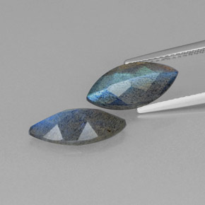 Labradorite Gemstone in 14 x 7 mm (calibrated) Size for Sale, Labradorite Stone in Gray Blue Sheen Color