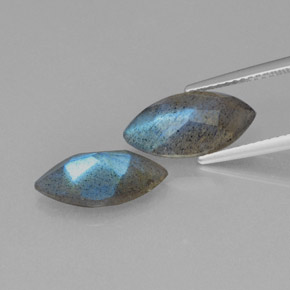 Labradorite Gemstone in 14 x 7 mm (calibrated) Size for Sale, Labradorite Stone in Gray Blue Sheen Color