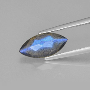 Labradorite Gemstone in 14 x 7 mm (calibrated) Size for Sale, Labradorite Stone in Gray Blue Sheen Color