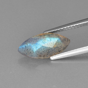 Labradorite Gemstone in 14 x 7 mm (calibrated) Size for Sale, Labradorite Stone in Gray Blue Sheen Color