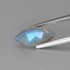 Labradorite Gemstone in 14 x 7 mm (calibrated) Size for Sale, Labradorite Stone in Gray Blue Sheen Color