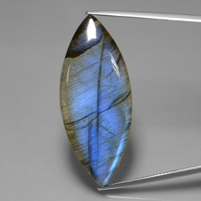 36.89 ct Blue Labradorite Gemstone, Labradorite Gem in Marquise Cabochon Shape for Sale.