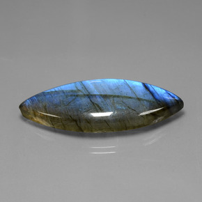 36.89 ct Blue Labradorite Stone, Natural Labradorite in Marquise Cabochon Shape for Sale
