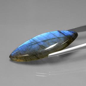 Labradorite Gemstone in 42.1 x 17.7 mm Size for Sale, Labradorite Stone in Gray Blue Sheen Color