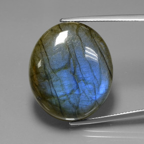 39.42 ct Blue Labradorite Gemstone, Labradorite Gem in Oval Cabochon Shape for Sale.