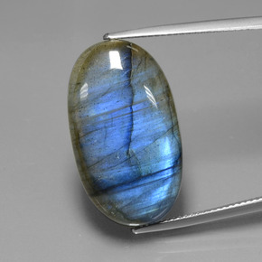 23.23 ct Blue Labradorite Gemstone, Labradorite Gem in Oval Cabochon Shape for Sale.